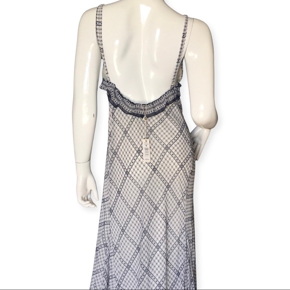 Max Studio Ruffle Maxi Summer Dress diamond print empire waist Sleeveless - Picture 3 of 7